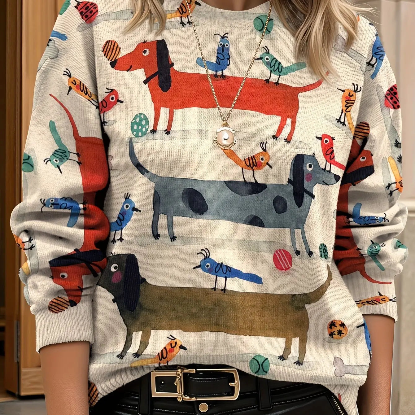 Pull Femme Floral Col Rond Manches Longues Ample 24 Coloris | MDN Store