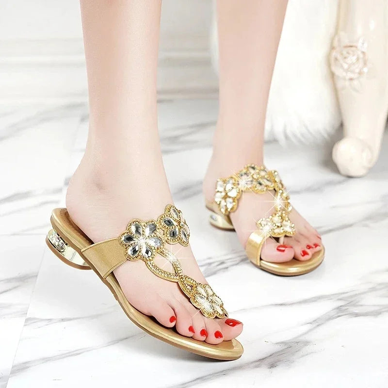 Sandales Femme Strass Élégantes Plage Été Tongs | MDN Store