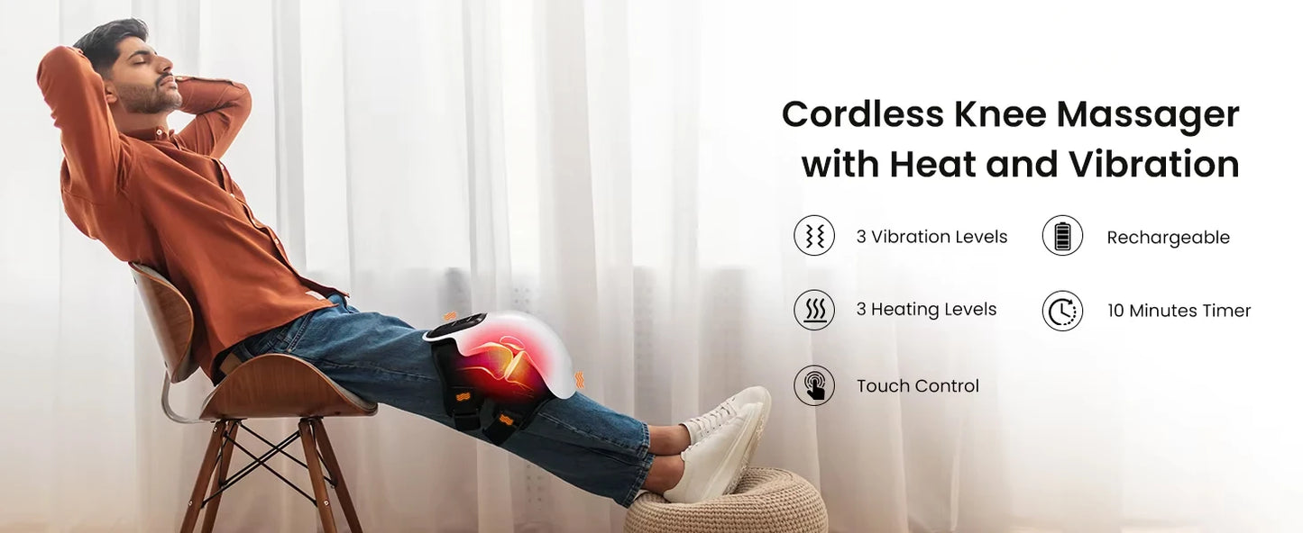 Masseur Genoux Sans Fil Infrarouge LED - Thérapie Chaleur 3 Niveaux | MDN