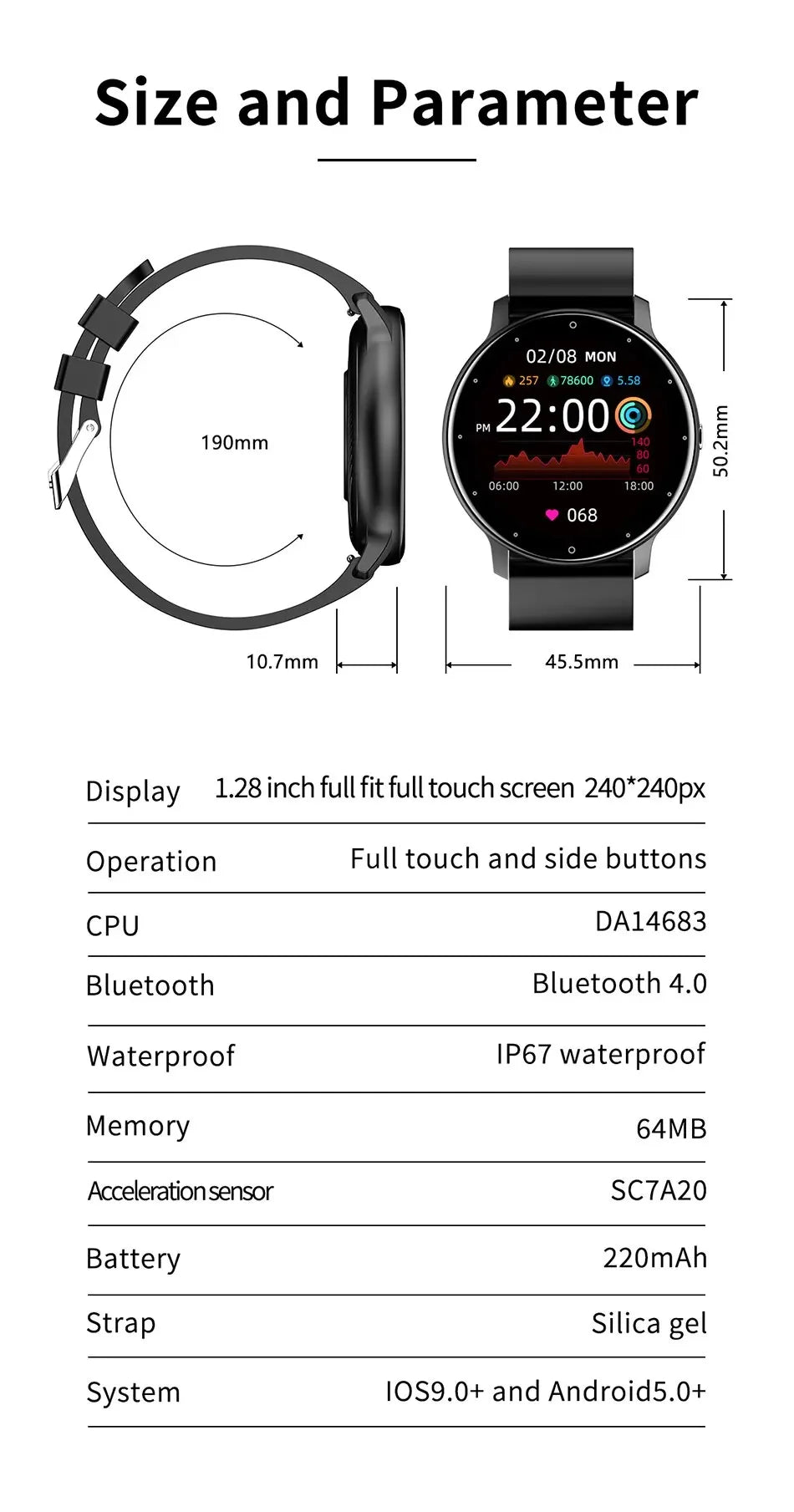 Montre Connectée Sport 1.28" IP67 Fitness Tracker | MDN