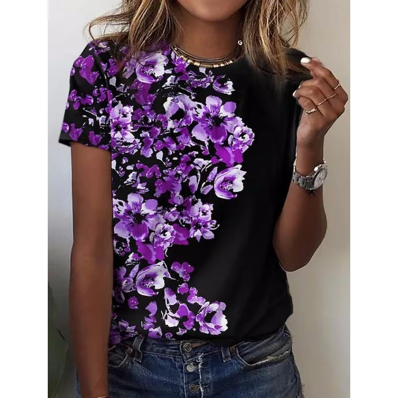 T-Chemise Fleurs 3D Y2K Harajuku Femme | MDN Store