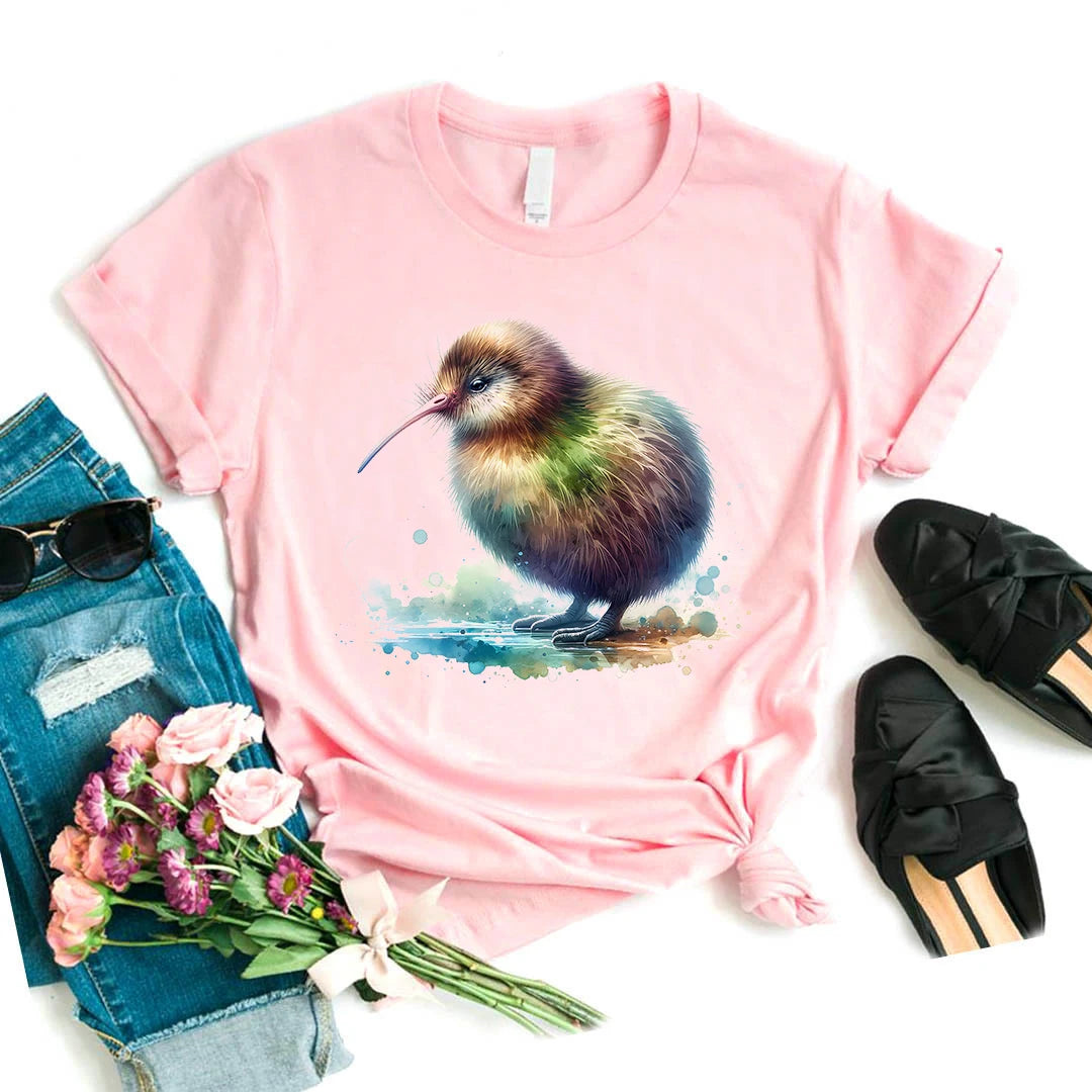 T-Chemise Kiwi Aquarelle Rose Kawaii Femme | MDN Store
