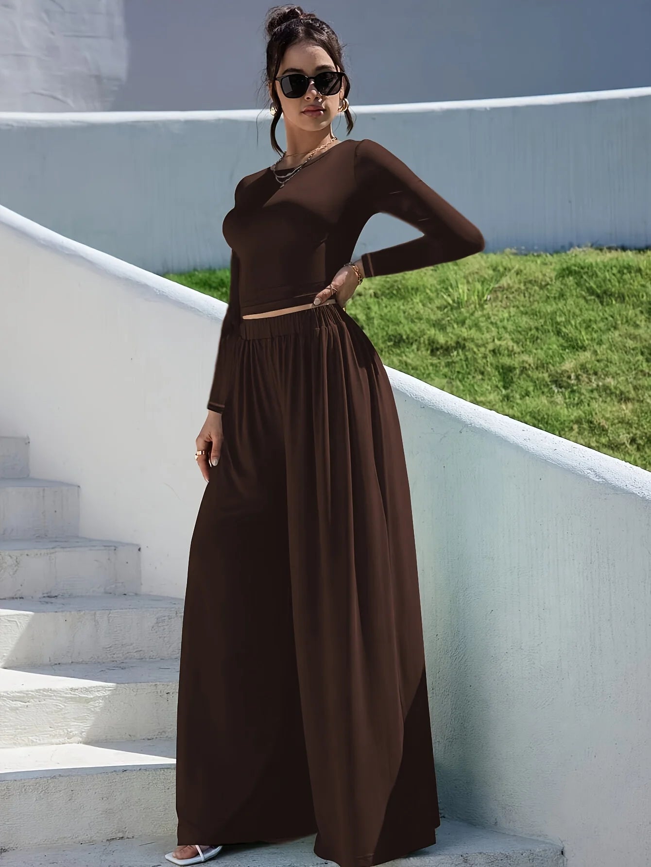 Ensemble Maille Marron T-Chemise & Pantalon Grande | MDN Store