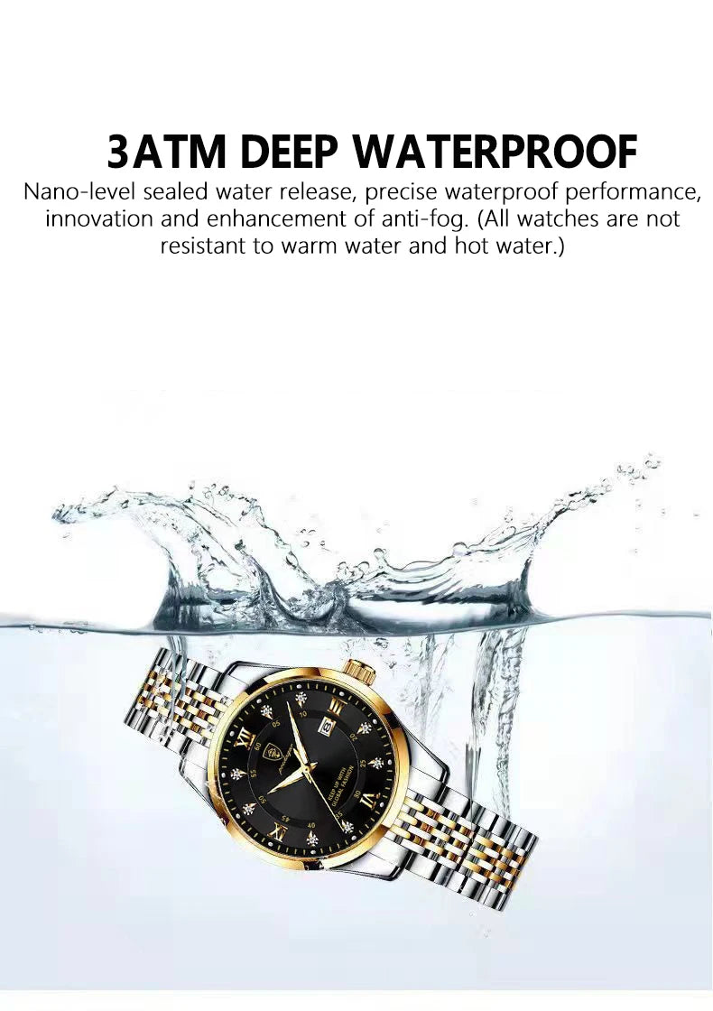 Montre Quartz Femme Acier Inoxydable Lumineuse Date Etanche Fashion | MDN Store 25
