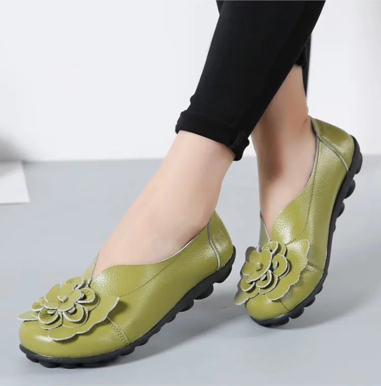 Ballerines Cuir Fleur Élégantes Grande Taille | MDN Store