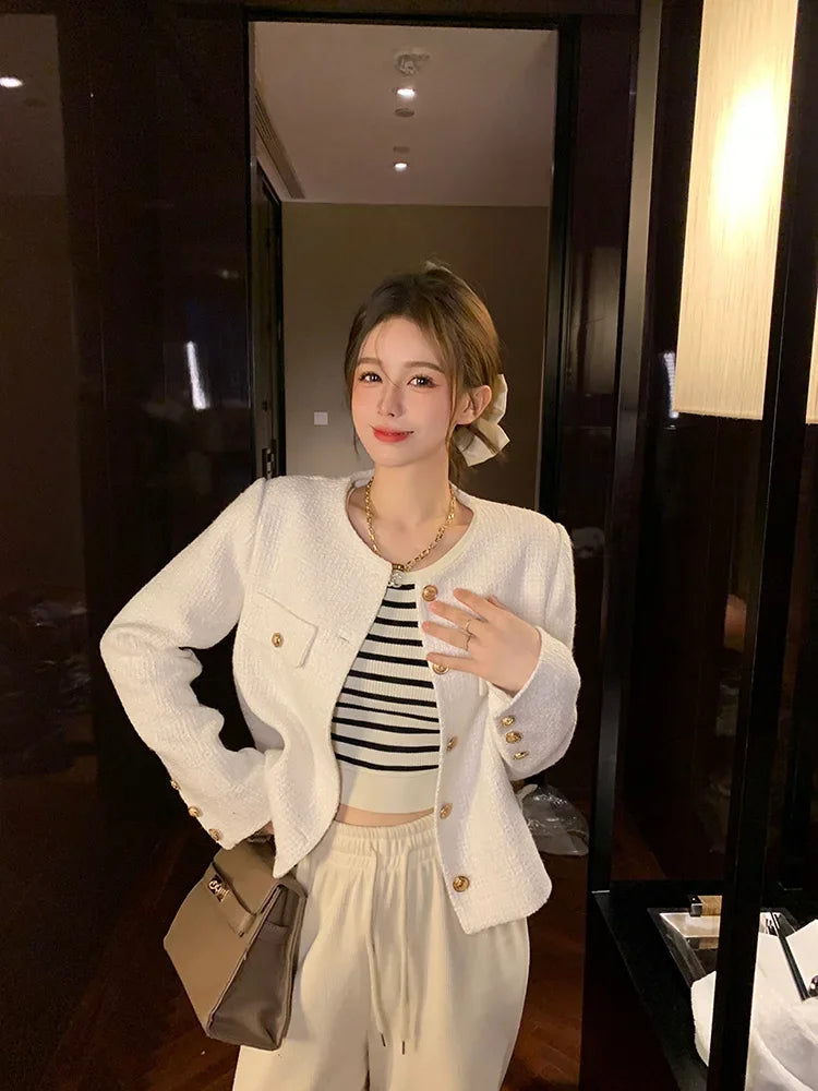 Veste Tweed Courte Élégante Femme Automne-Hiver | MDN