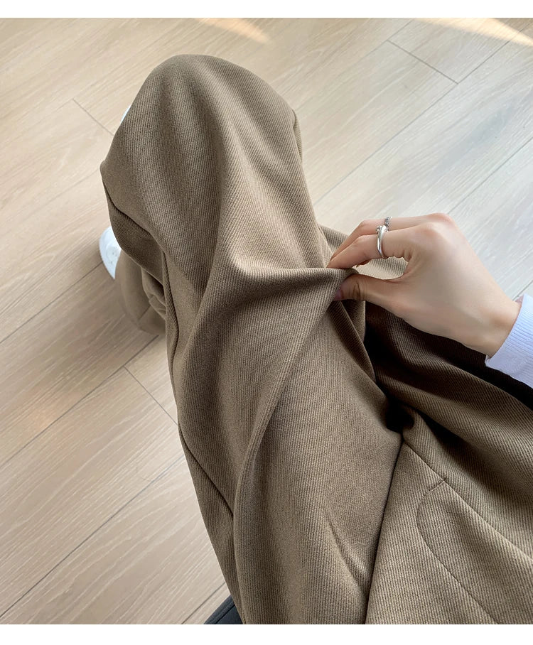 Pantalon Laine Large Femme Boutons Milk Tea | MDN Store