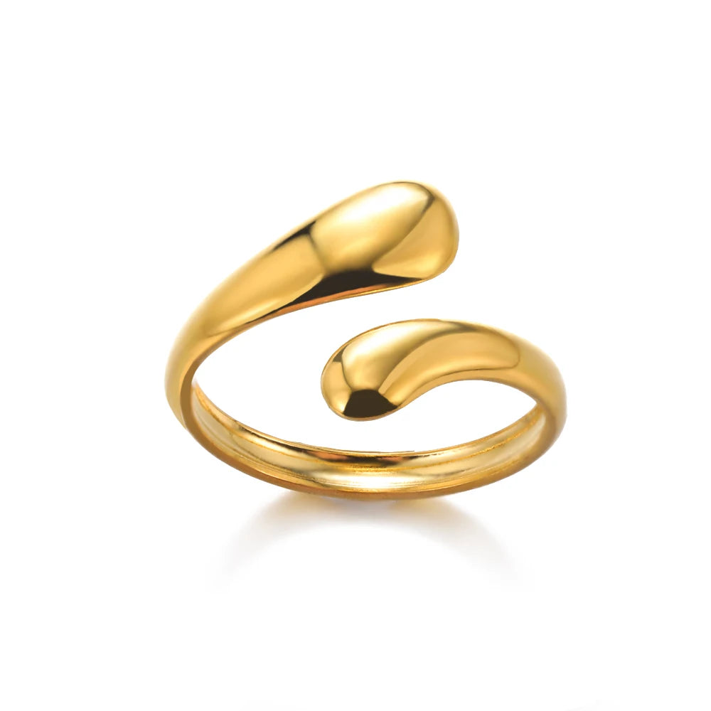 Bague Géométrique Acier Doré Ajustable | MDN Store