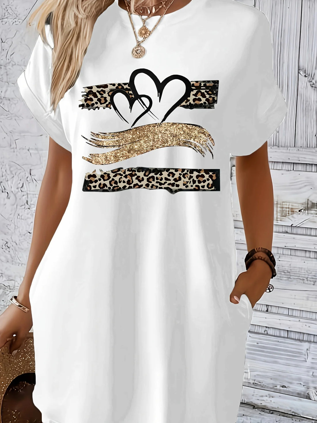 Robe T-Chemise Imprimee Coeur Manches Courtes | MDN Store