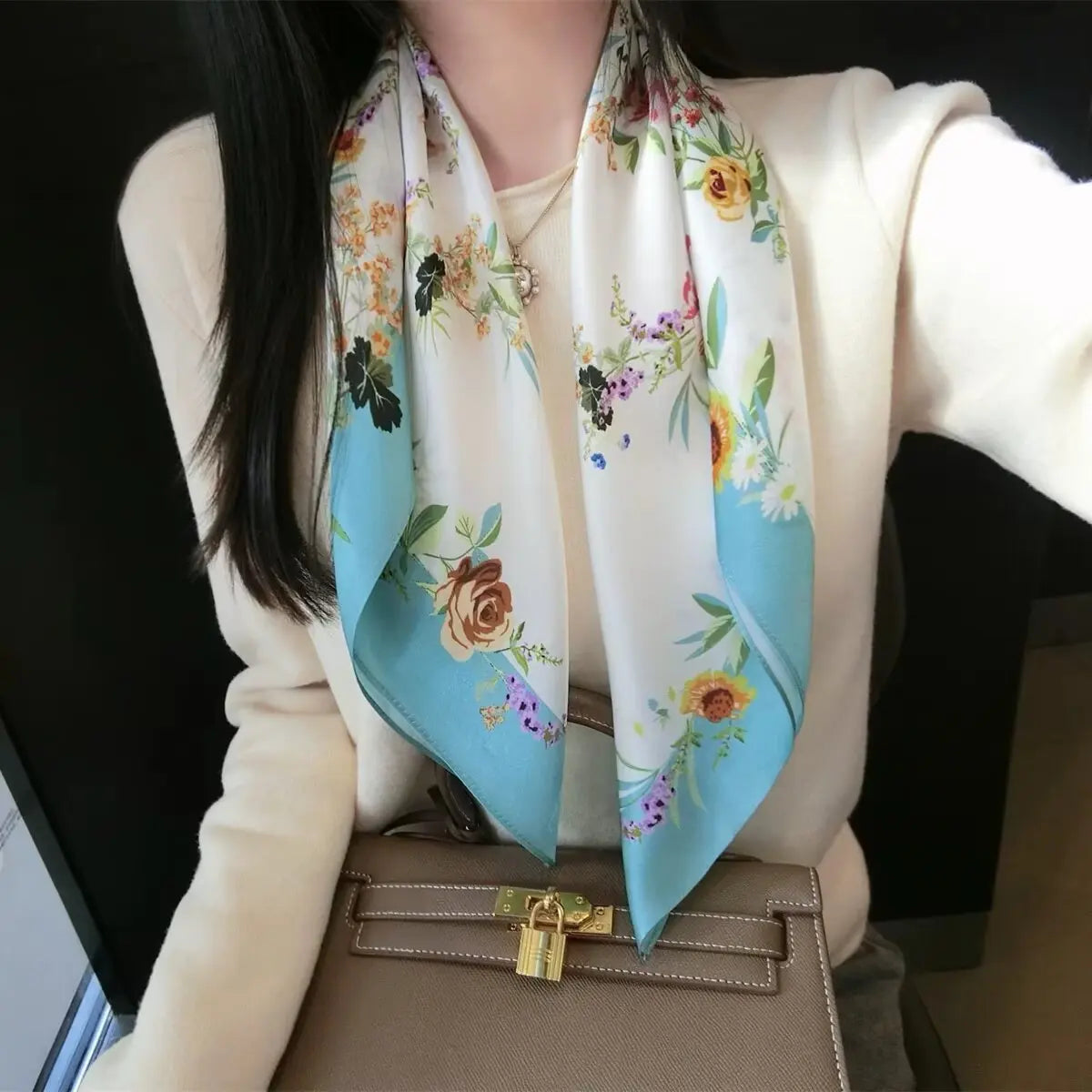 Foulard Soie 70cm Femme Bandana Châle | MDN Store