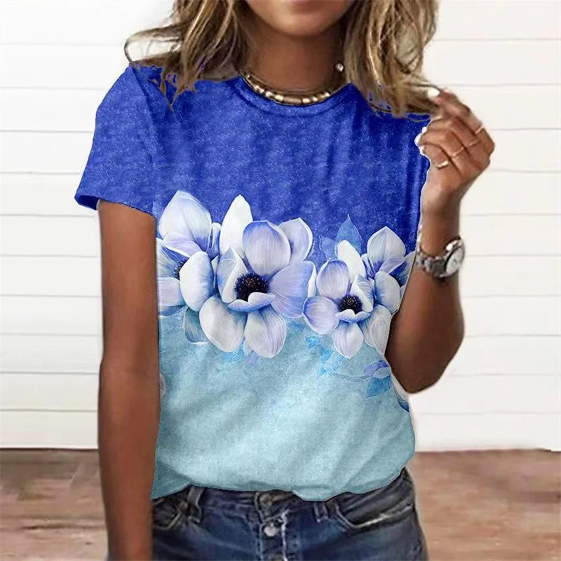 T-Chemise Fleurs Colorées 3D Oversize Femme | MDN Store