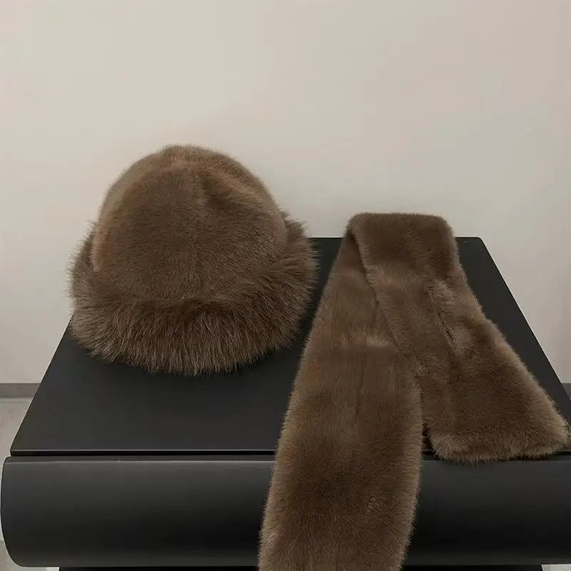 Bonnet Chapka Mongol Femme Fourrure Peluche - Écharpe Croisée Intégrée Coupe-Vent Protection Oreilles | MDN