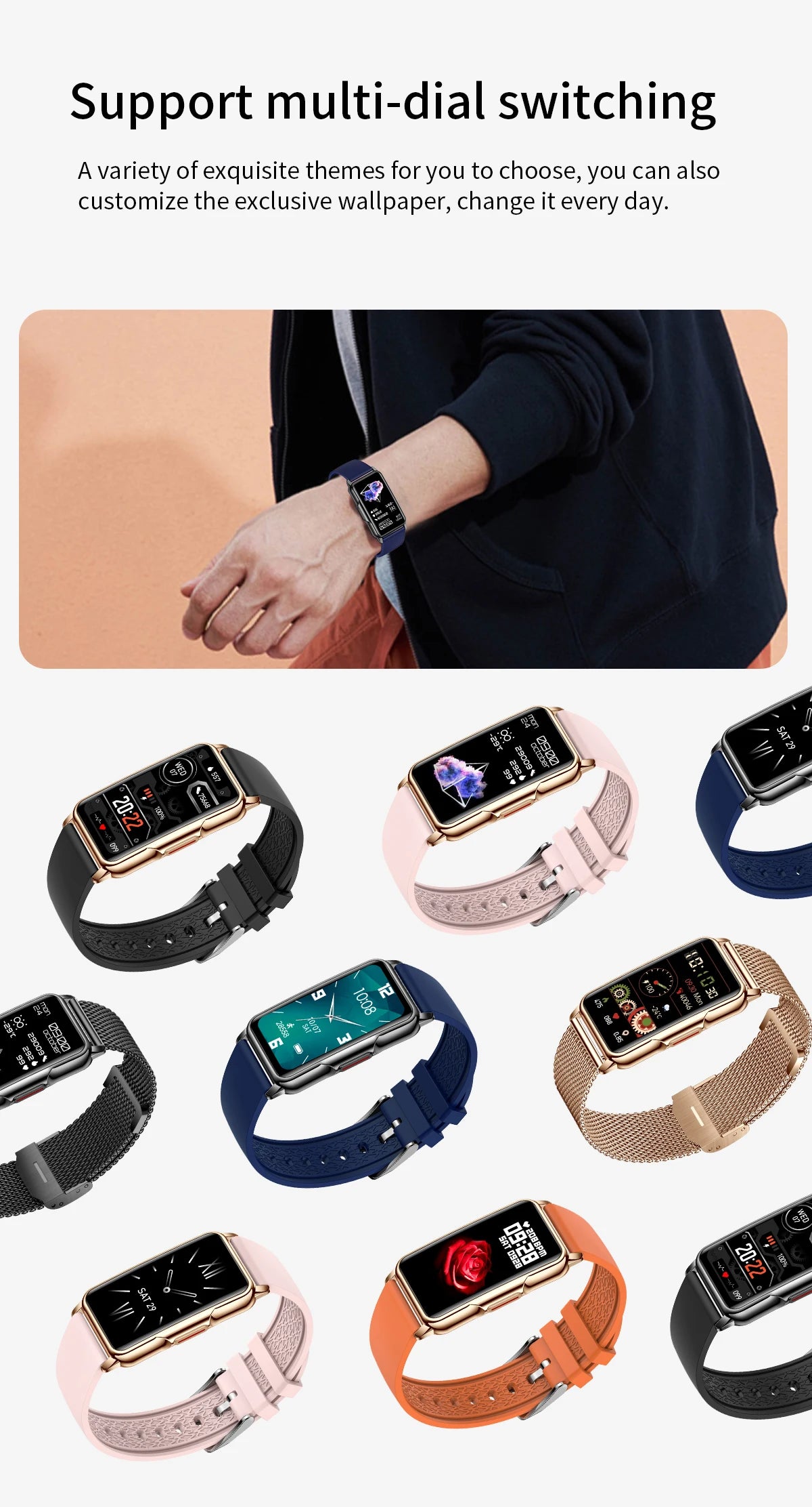 Bracelet Connecté Femme Homme Sport - Montre Santé Cardiaque Oxygène Étanche | MDN