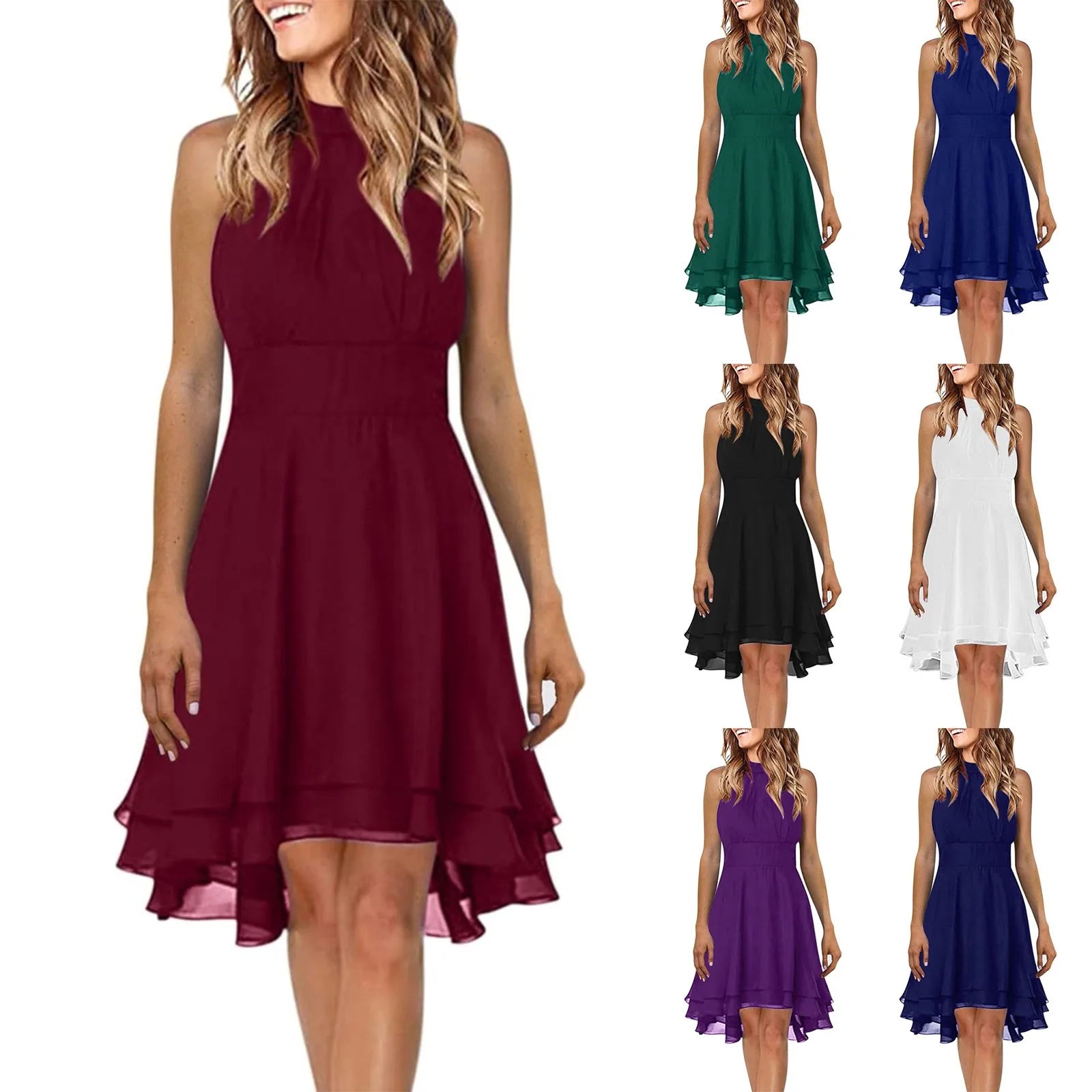 Robe Courte Femme Dos Nu Col Halter Taille Haute Été | MDN Store