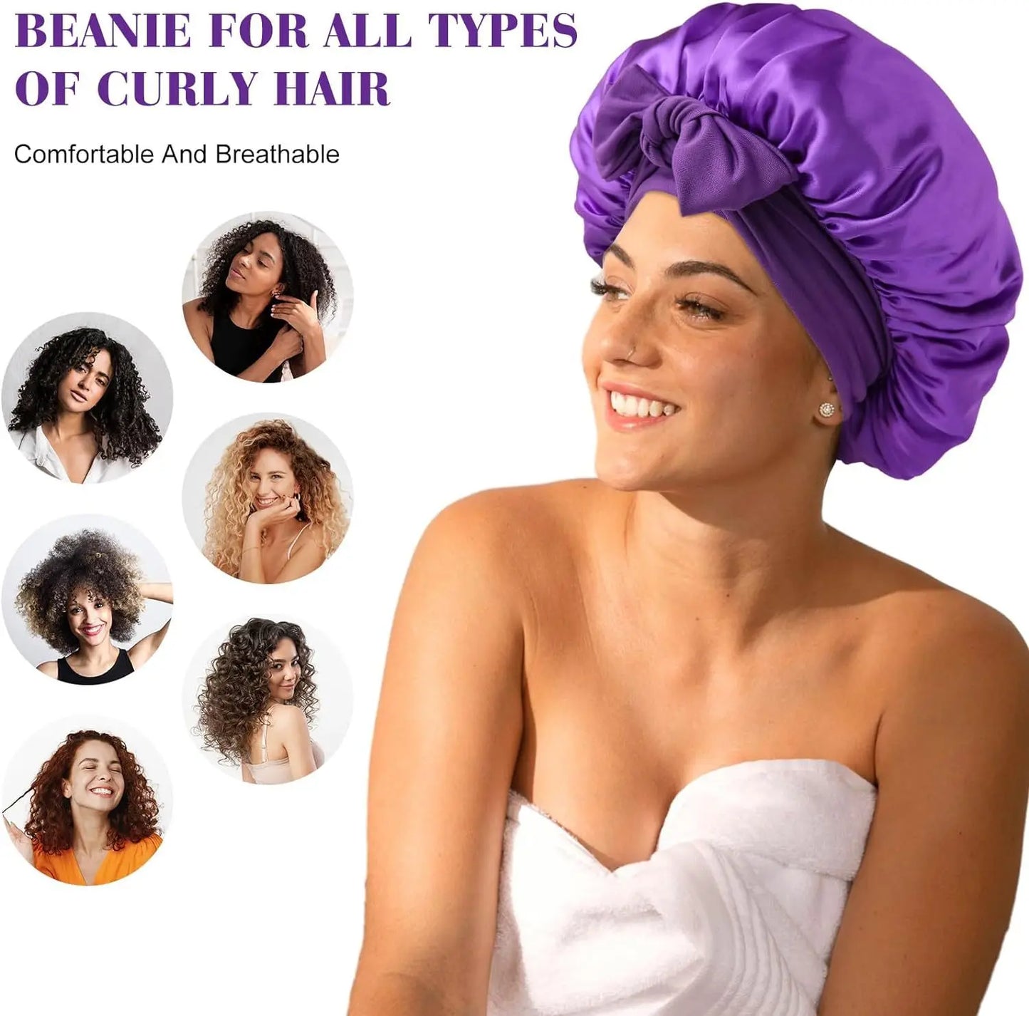 Bonnet de Nuit Satin Femme - Protection Cheveux Douche Sommeil | MDN