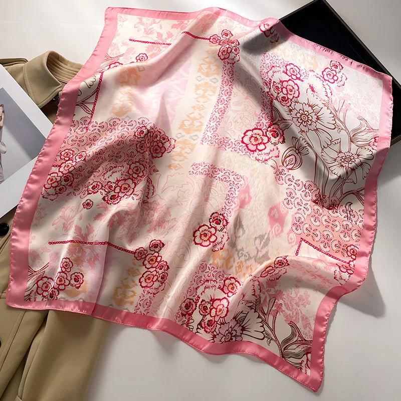 Foulard Carré Soie Imprimé Voyage 70x70cm Femme | MDN Store