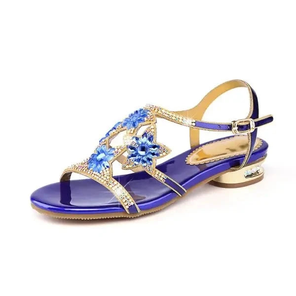 Sandales Cuir Cristaux Talons Carrés BEYARNE | MDN Store