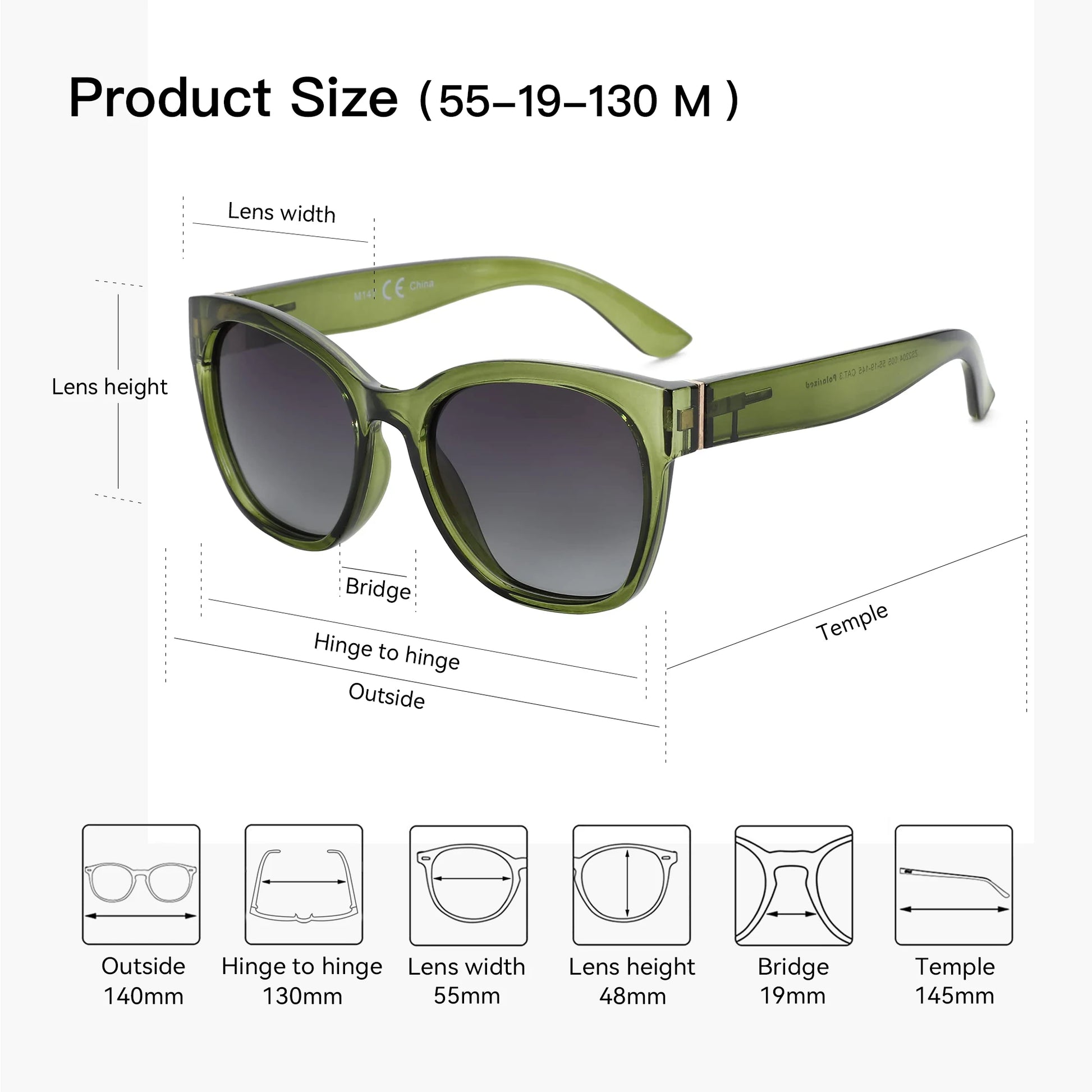 Lunettes de Soleil Femme Papillon Polarisees Monture Epaisse | MDN Store