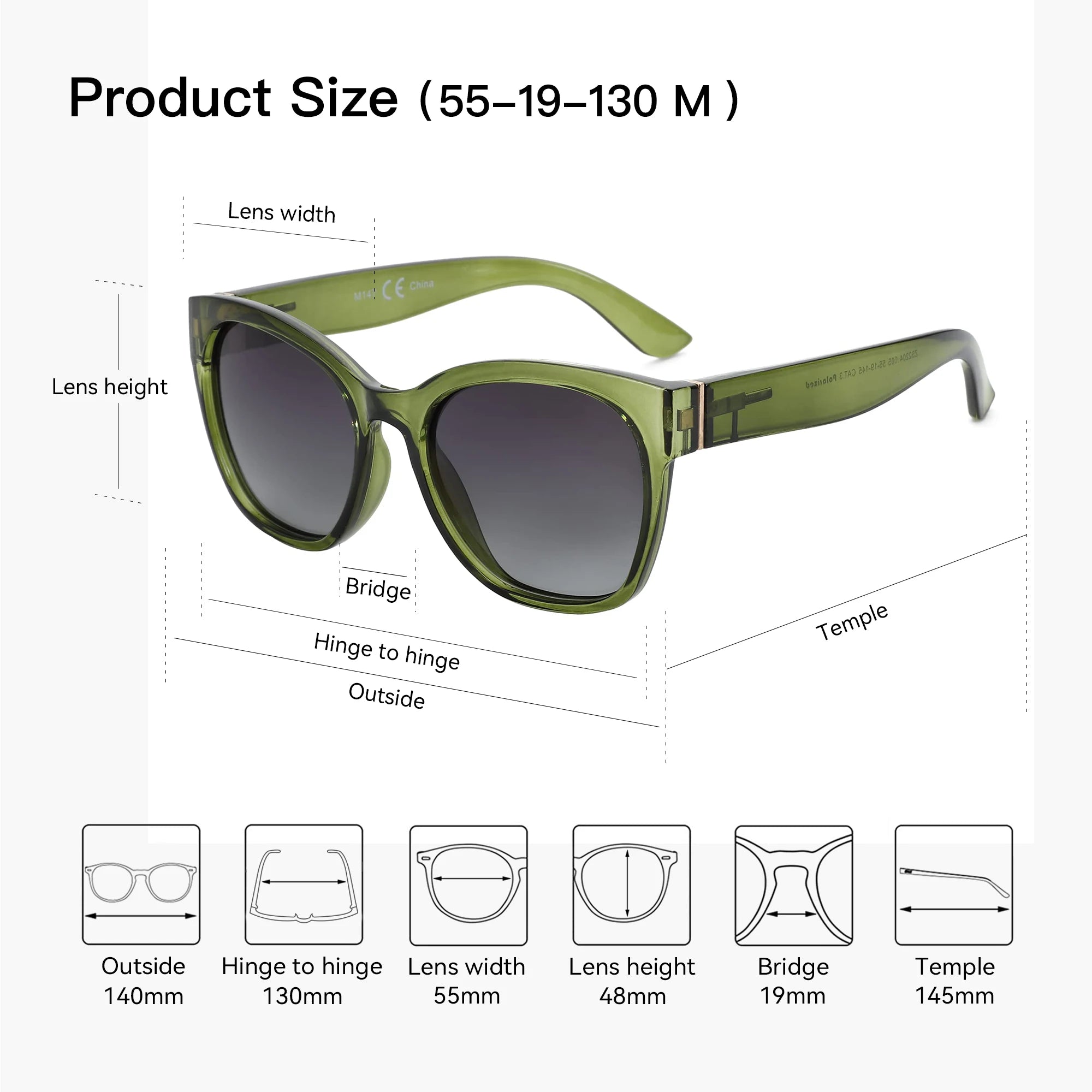 Lunettes de Soleil Femme Papillon Polarisees Monture Epaisse | MDN Store