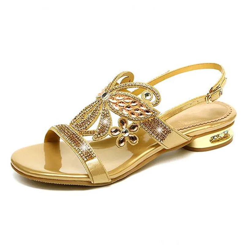 Sandales Compensées Cuir Strass Femme YAERNI | MDN Store