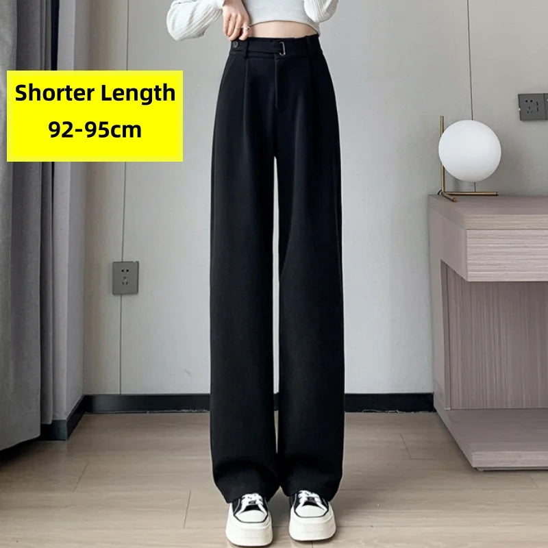 Pantalon Femme Laine Large Taille Haute - Boutons Chic Automne Hiver | MDN