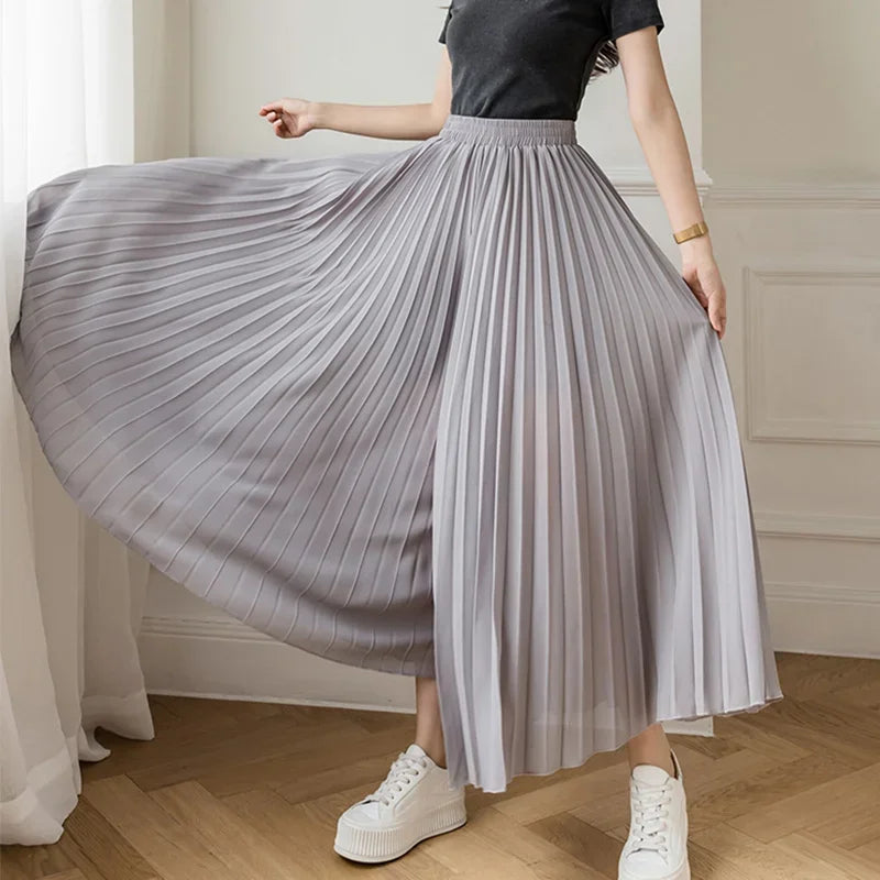Pantalon Mousseline Plissé Taille Haute | MDN Store