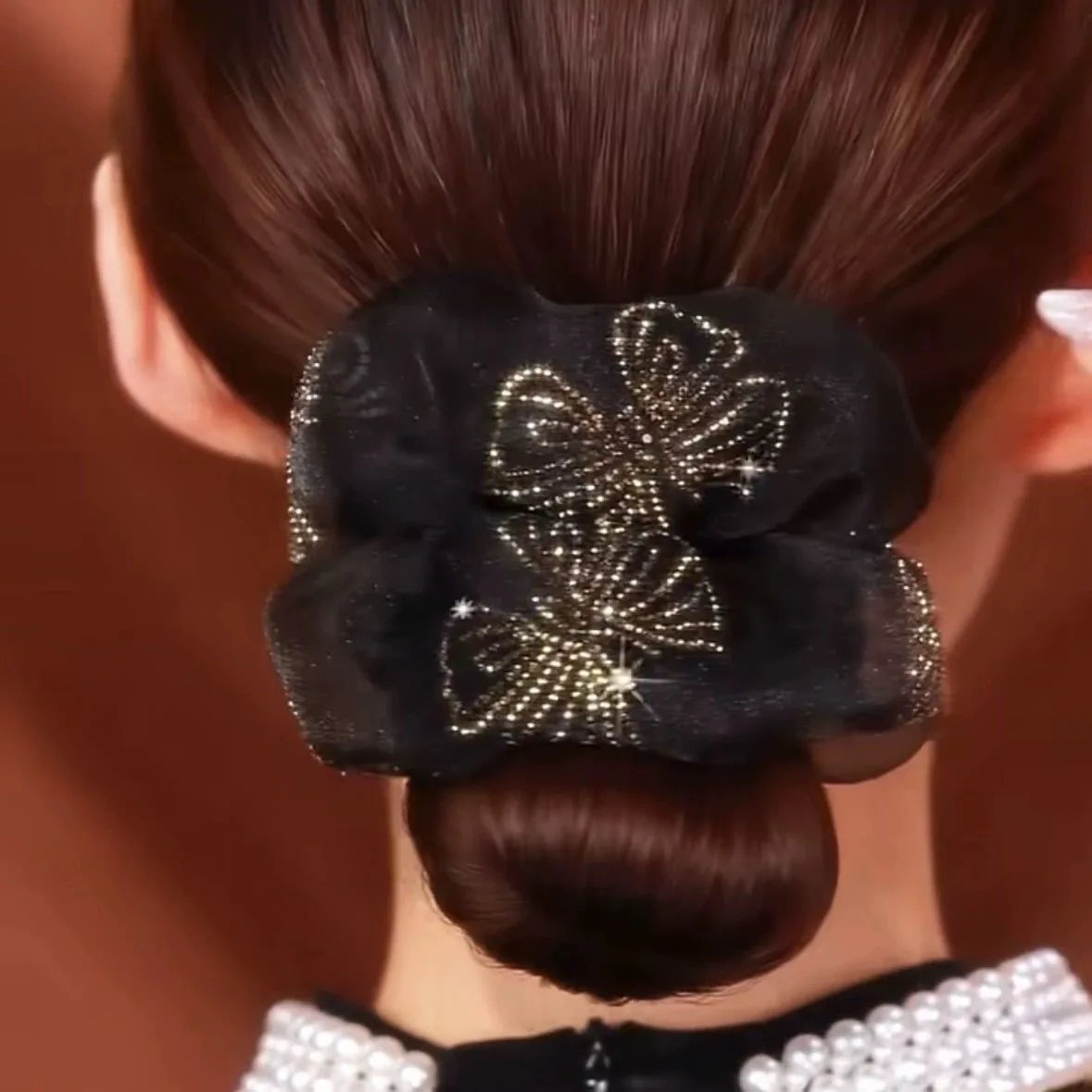 Chouchou Papillon Organza Strass Luxe - Élastique Cheveux Élégant | MDN Store