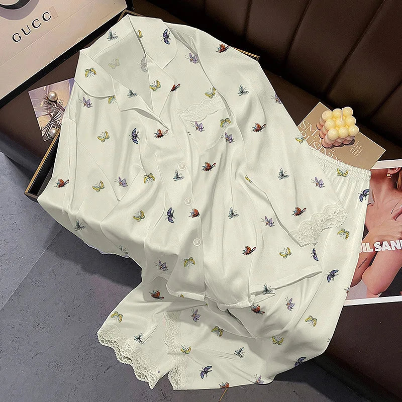 Pyjama Satin Soie Imprimé Mignon | MDN Store