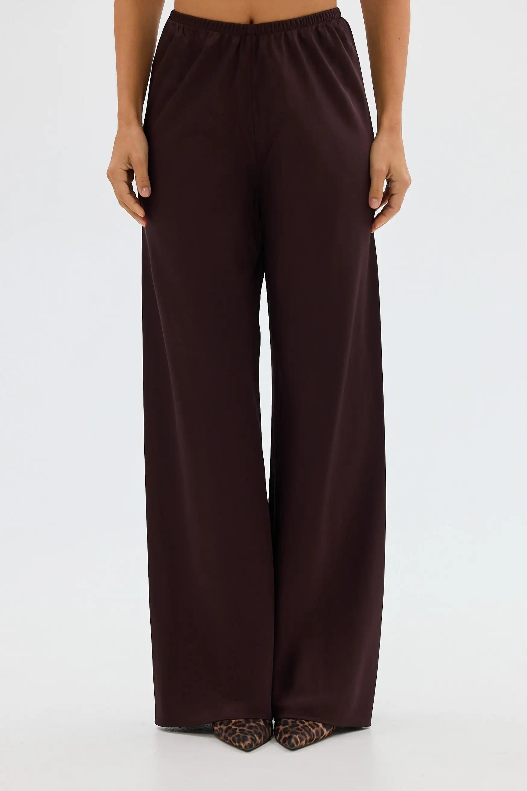 Pantalon Large Satin Taille Haute Femme | MDN Store