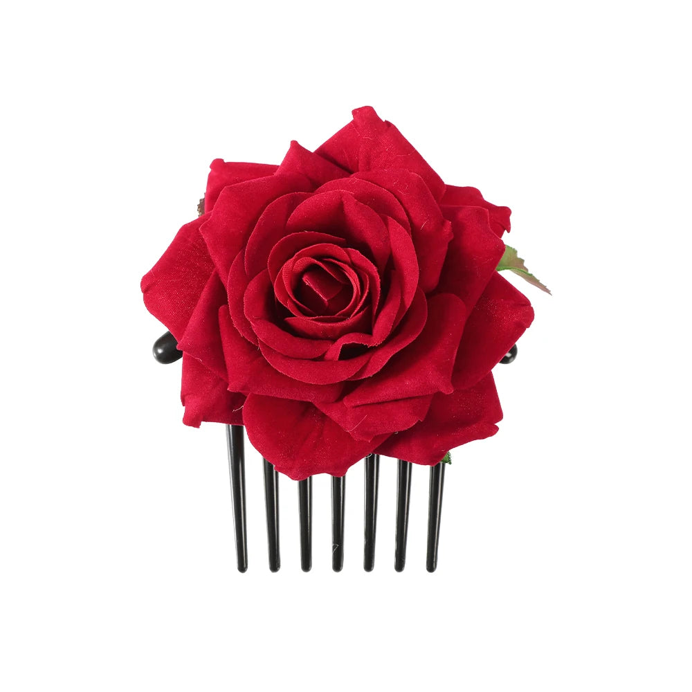 Pince Cheveux Double Rose Flanelle Boho - Barrette Fourche Élégante | MDN Store