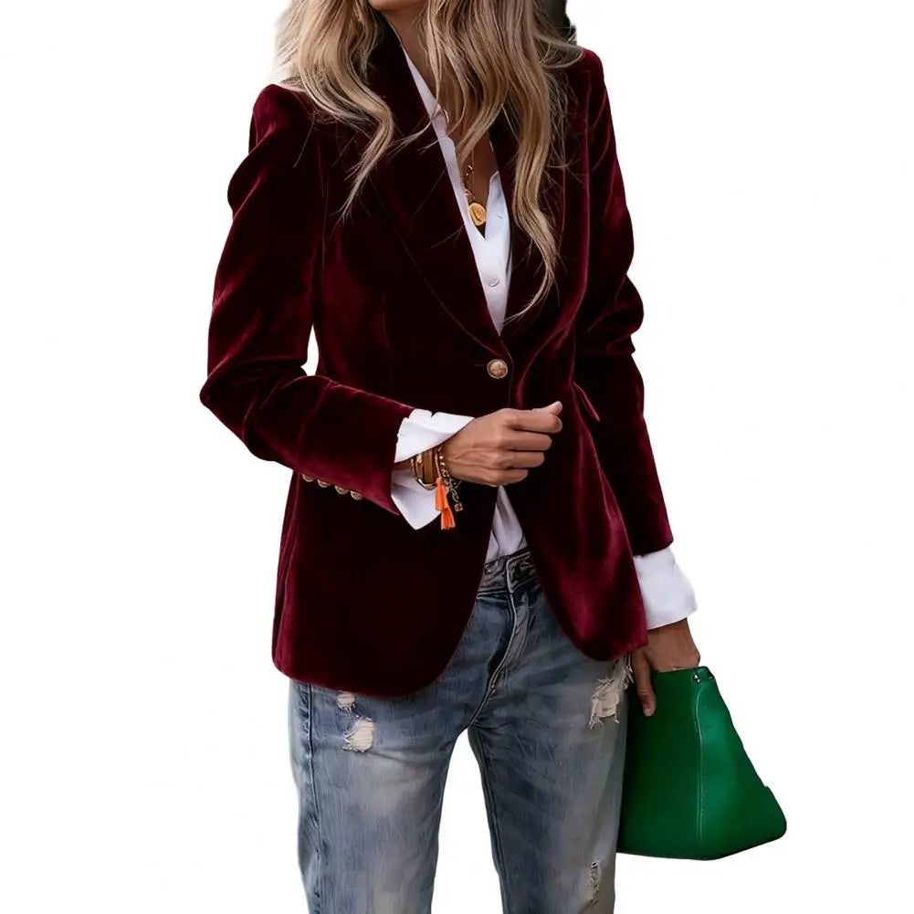 Blazer Femme Velours Élégant Ajusté | MDN