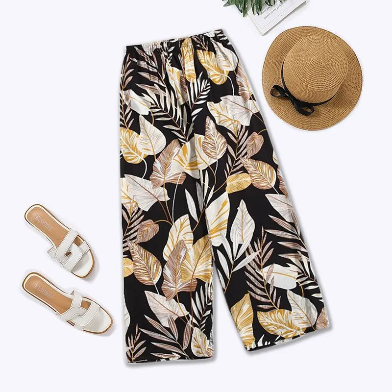 Pantalon Femme Décontracté Ample Jambe Grande Plage Ete Taille | MDN Store