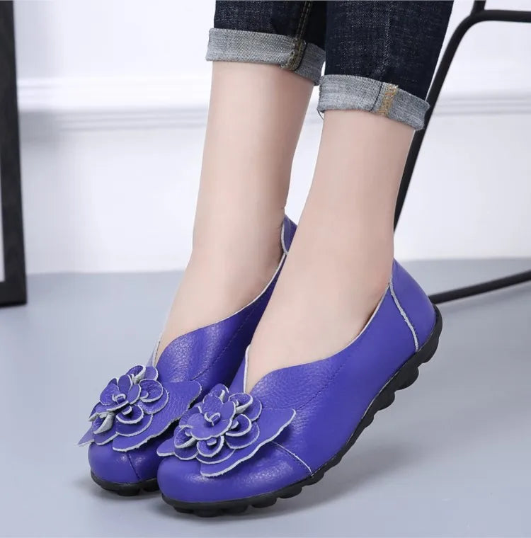 Ballerines Cuir Fleur Élégantes Grande Taille | MDN Store