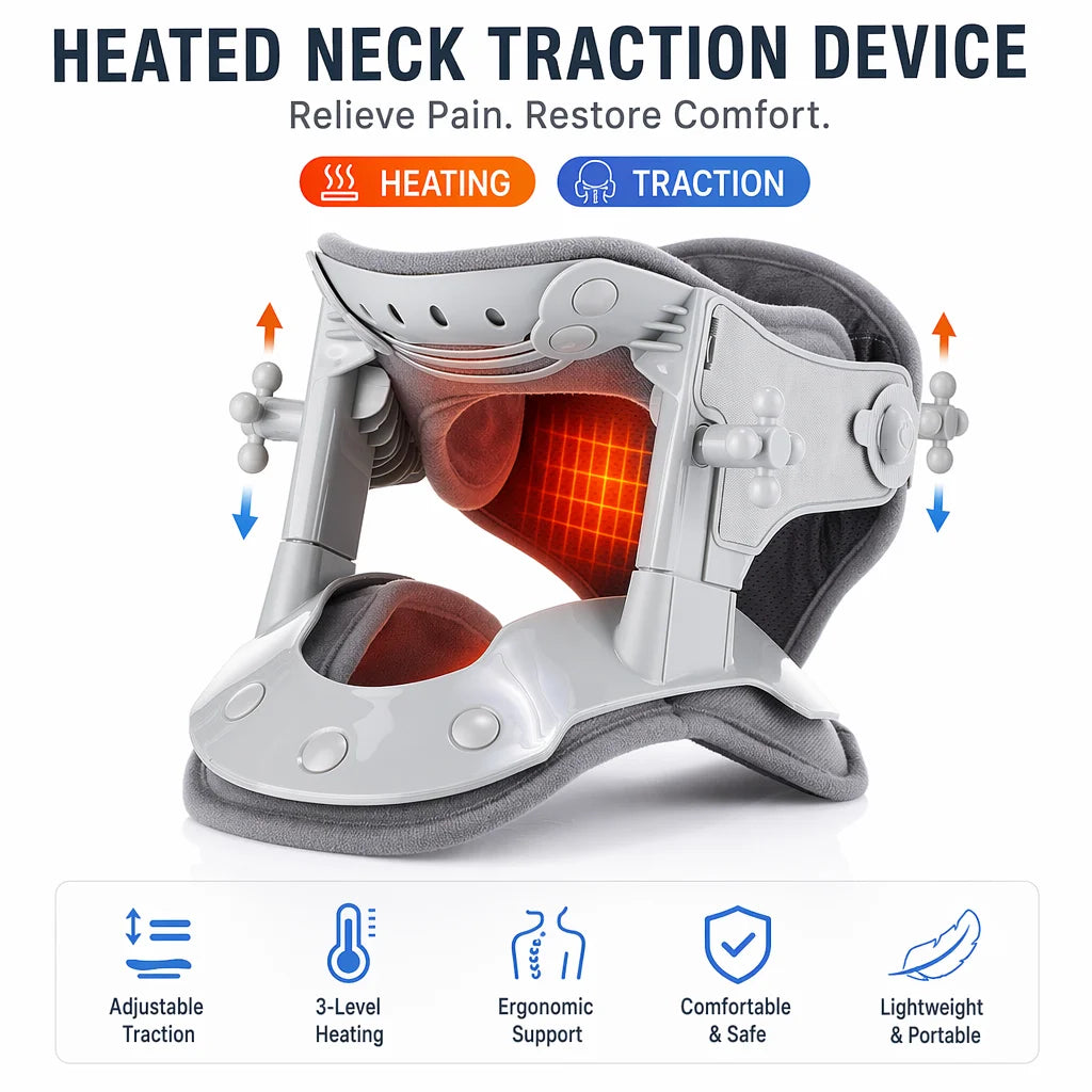 Collier Traction Cervicale Chauffant Reglable 5 Niveaux | MDN Store 25