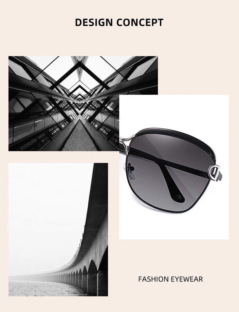 BARCUR Lunettes de Soleil Polarisées Femme Ovale Verres Dégradés UV400 Luxe | MDN Store 25