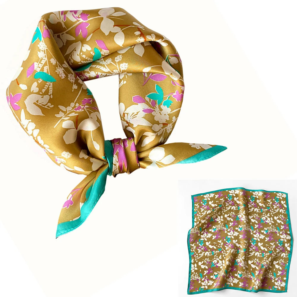 Foulard Carré Soie Mûrier 100% Floral 53cm Femme | MDN Store