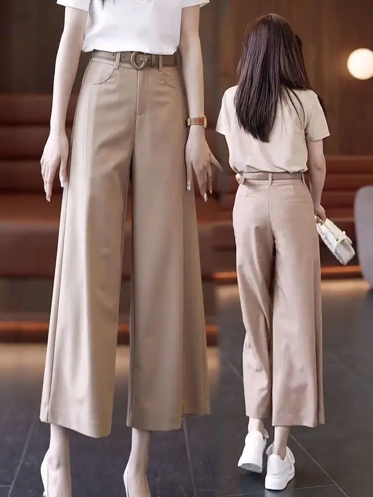 Pantalon Femme Taille Haute Décontracté Léger Couleur Unie Été | MDN Store