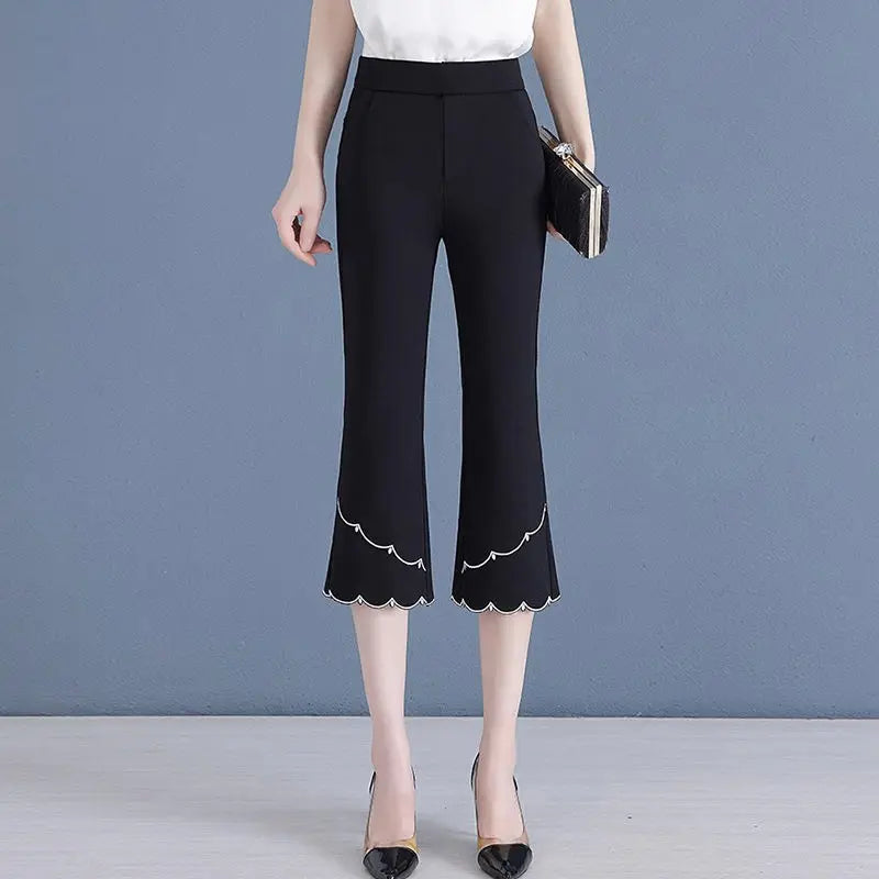 Pantalon Soie Glacée Évasé Taille Haute | MDN Store