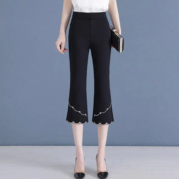 Pantalon Soie Glacée Évasé Taille Haute | MDN Store