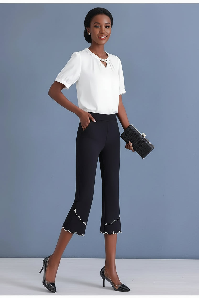 Pantalon Soie Glacée Évasé Taille Haute | MDN Store