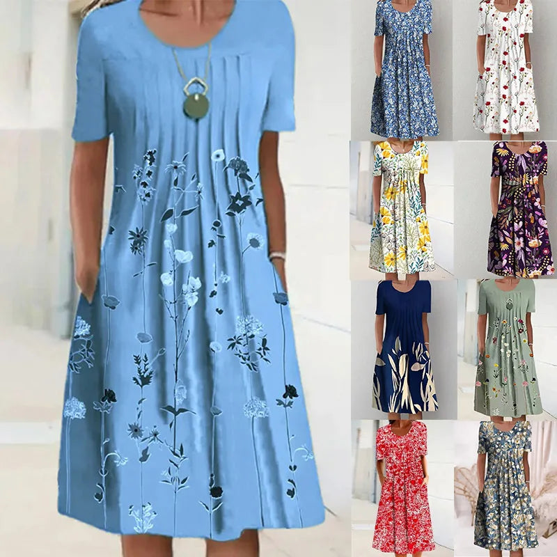 Robe Longue Femme Bohème Fleurie Volants Poches Été | MDN Store