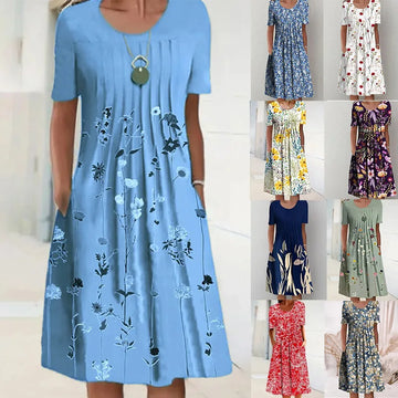 Robe Longue Femme Bohème Fleurie Volants Poches Été | MDN Store