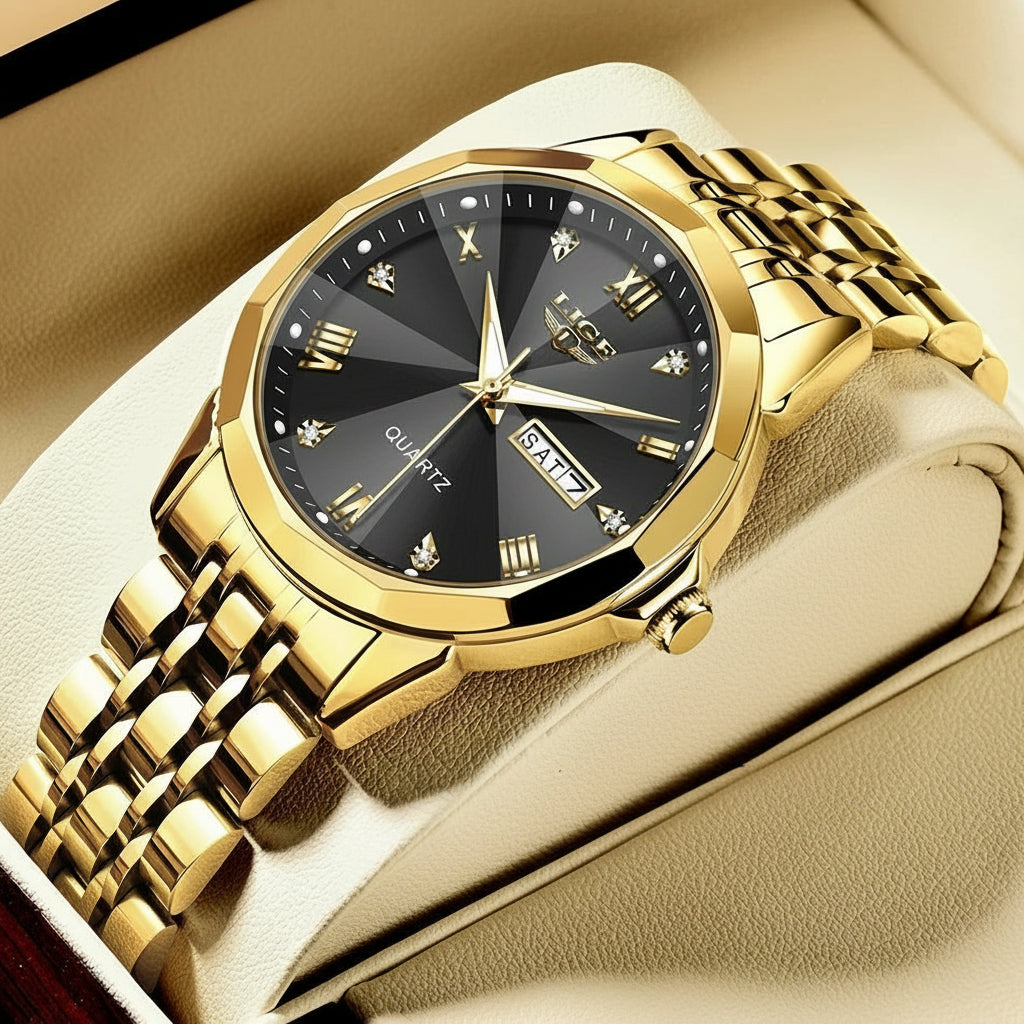 Montre Femme LIGE Luxe Acier Inoxydable - Étanche Lumineuse Date Quartz Cadeau | MDN