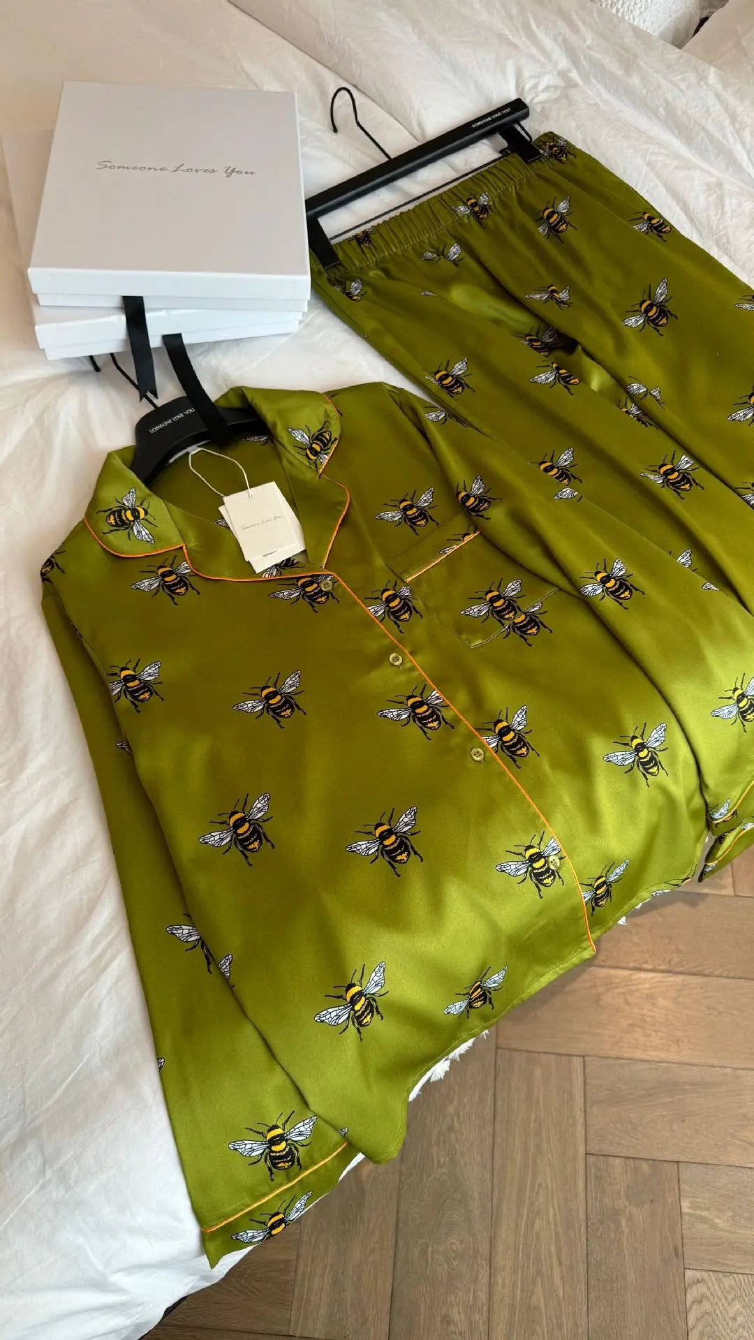 Pyjama Satin Abeilles Vert | MDN Store