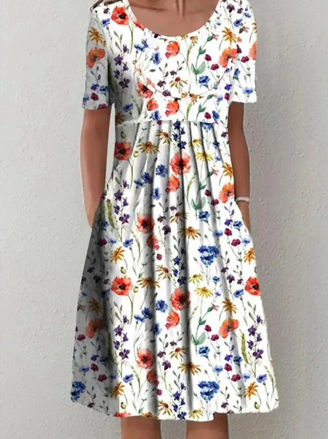 Robe Longue Femme Bohème Fleurie Volants Poches Été | MDN Store