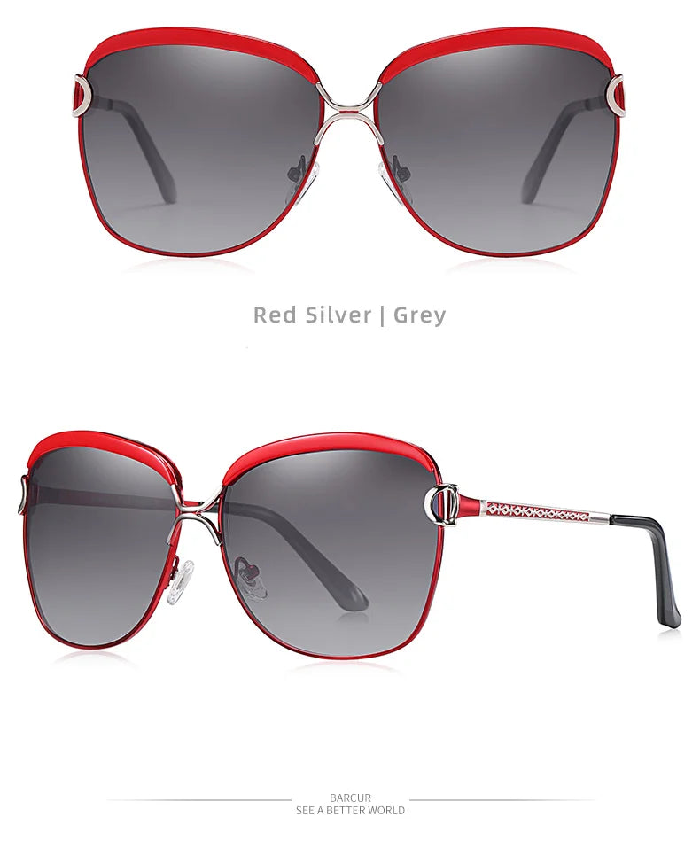 BARCUR Lunettes de Soleil Polarisées Femme Ovale Verres Dégradés UV400 Luxe | MDN Store 25