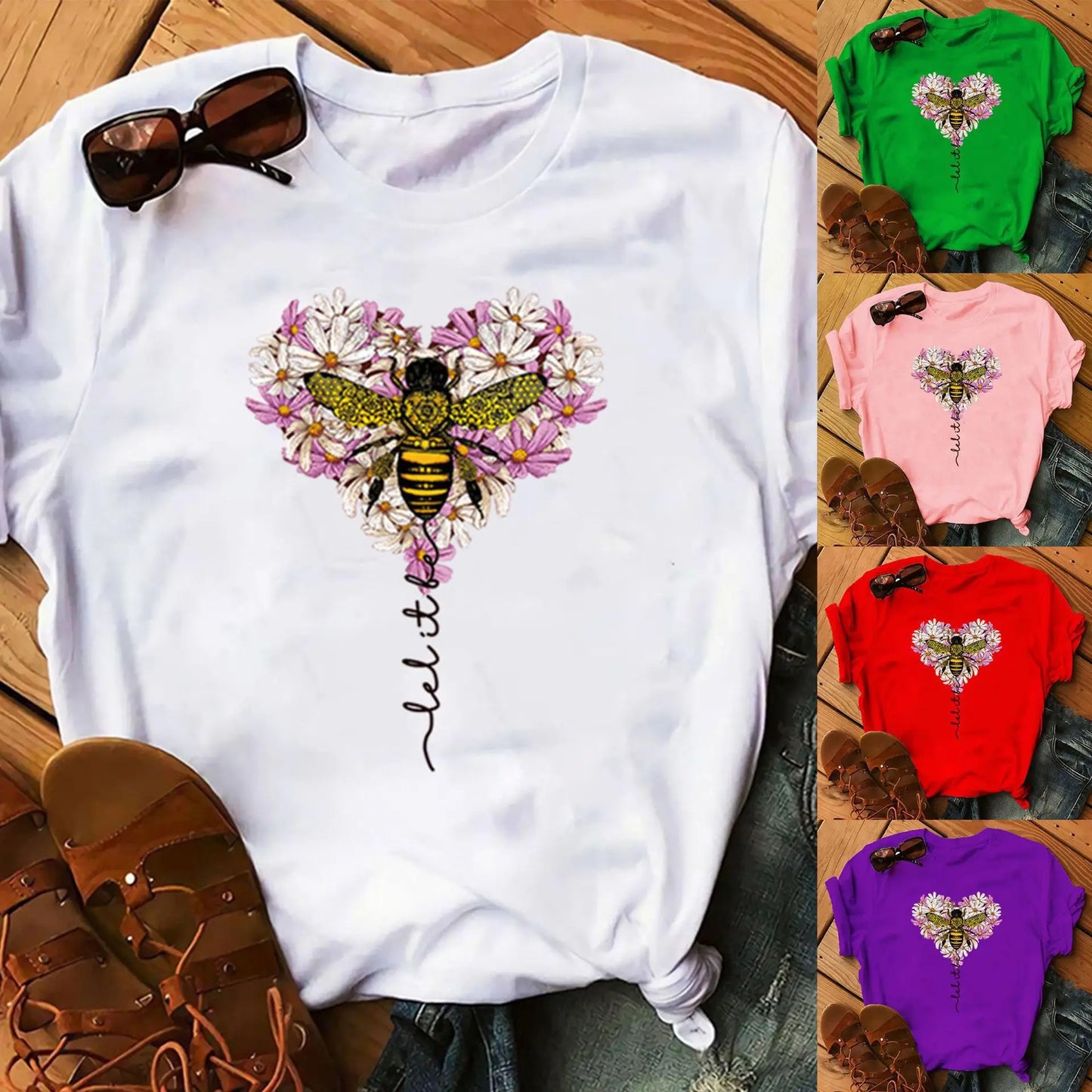 T-shirt Coton Abeille Fleurs Oversize Femme | MDN