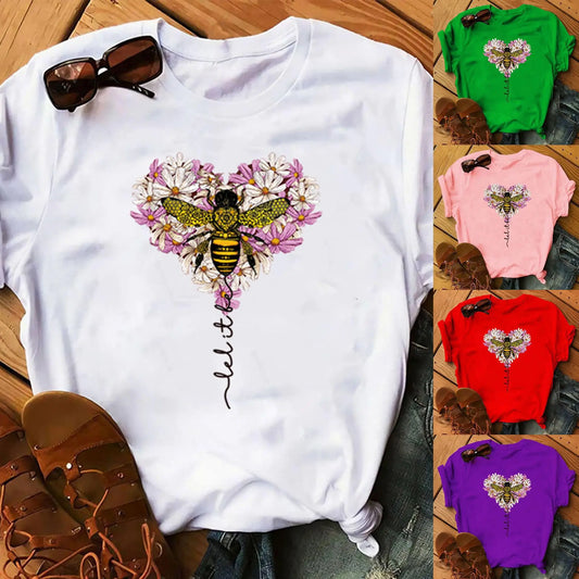 T-shirt Coton Abeille Fleurs Oversize Femme | MDN