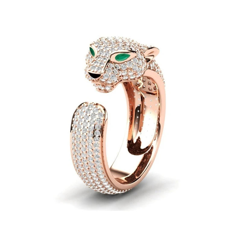 Bague Léopard Punk Ajustable Zircon Unisexe | MDN