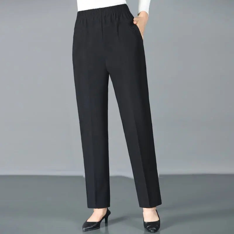 Pantalon Femme Carreaux Taille Élastique - Longueur Cheville Automne Hiver | MDN